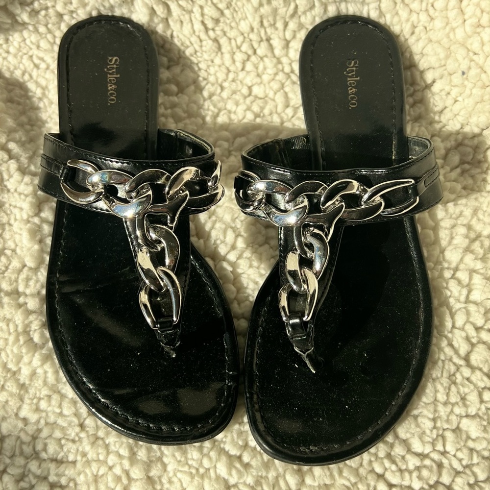 Style and Co black and silver sandal